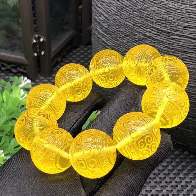 

Натуральный старый Reed узор янтаря Бусы Браслеты желтого цвета для мужчин и женщин, янтарный браслет handcarved необработанные янтаря браслеты у...