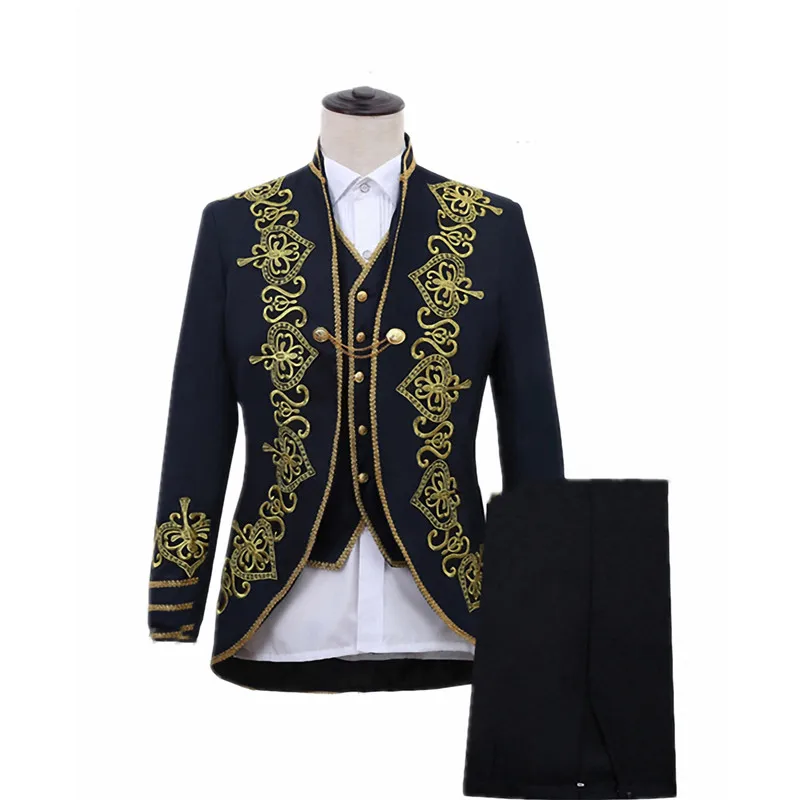 [XZ43] Мужские костюмы в стиле ретро Ренессанс золото открытая спереди с