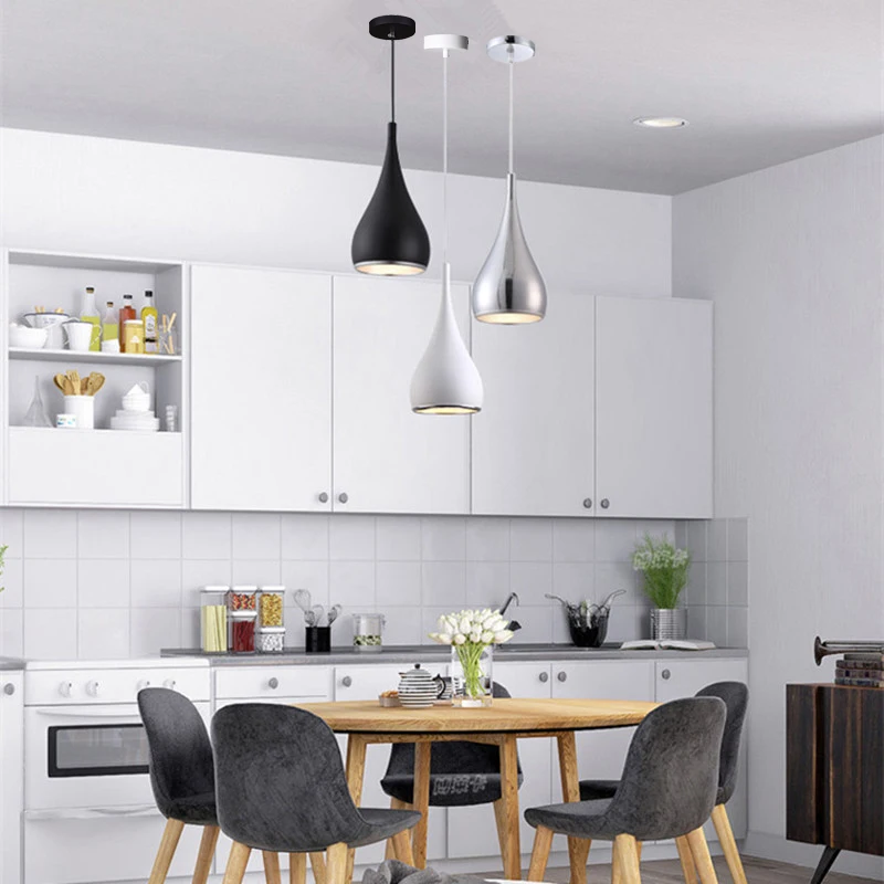 

Bar Pendant Lighting Silver Modern Pendant Lights Kitchen Island Light Pendant Room Ceiling Lamp Include Bulb Study Bedroom Home