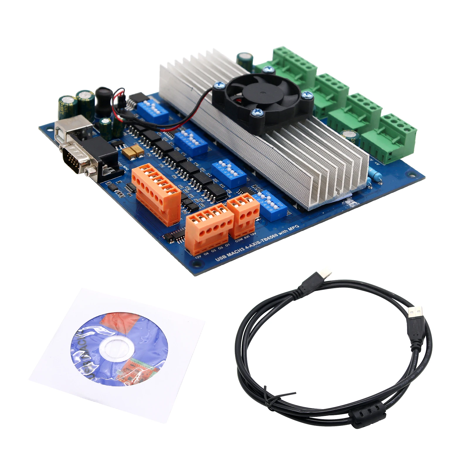 

MACH3 USB 4 Axis TB6560 Stepper Motor Driver Board with MPG USB Port+USB Cable+CD