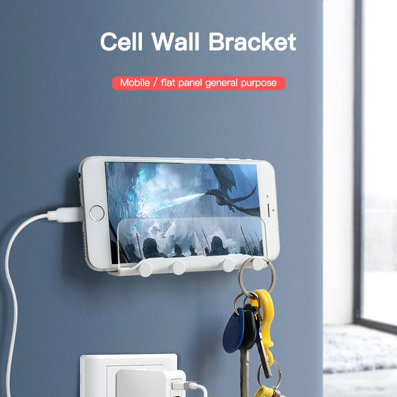 Wall Mount Mobile Phone Holder Stand Bracket For iPhone 12 Pro Max 3M Adhesive Wall Stand For Tablet Phone Hook Holder Hanging