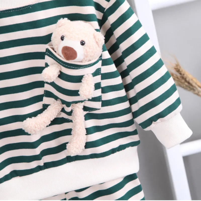 

New Children Clothes Spring Autumn Baby Girls Clothing Boys Casual Striped T-Shirt Pants 2Pcs/Set Toddler Costume Kids Tracksuit