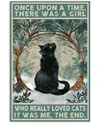 Жестяная вывеска кошка однажды была девушка плакат уличный гараж семья кафе бар Ферма для стены, двери ванной украшение ретро