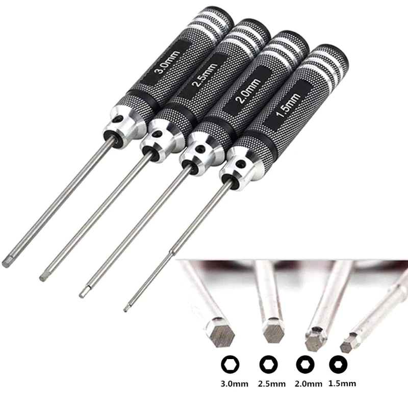 

H051 3/2.5/2/1.5 mm Steel Material Hexagon Screwdriver Not Easy to Rust Strong Mainly Used for Model Aircraft Tool Set