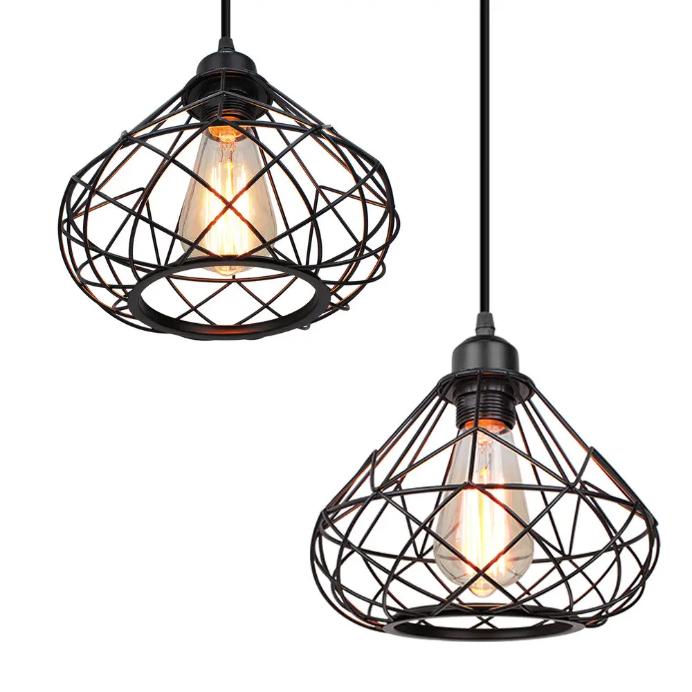

Industrial Vintage Iron Pendant Lights Black Cage Ceiling Pendant Lamp Sconce Hanging Droplight Lamps Luminaire Suspension Decor