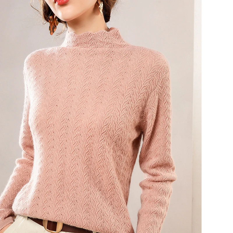 Свитер с воротником-лепестком кашемировый приталенный свитер модный костюм на