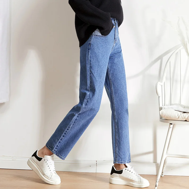 Женские джинсы в стиле бойфренда LEIJIJEANS прямые теплые с карманами подходящего