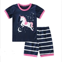 kids girls pajamas set children unicorn summer cotton sleepwear toddler cartoon pattern short sleeve nightwear clothes