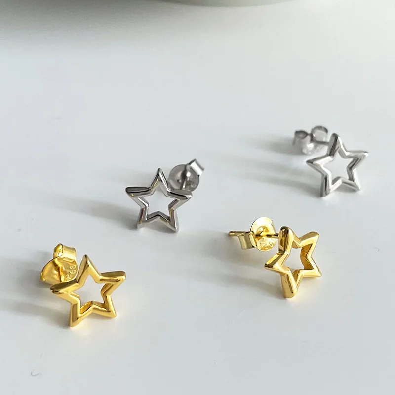 

Женские серьги-звезды из серебра S925 пробы, новинка 2021, трендовые маленькие яркие серьги с пятью звездами
