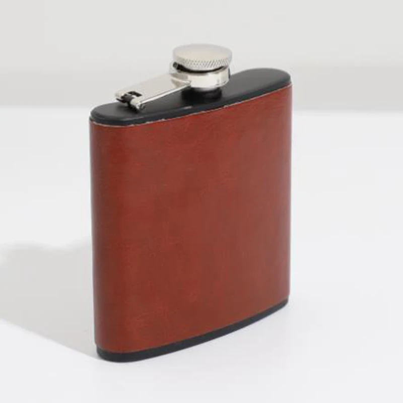 6 унций карманная тазобедренная колба Кожа обертывание Ликер Алкоголь держатель