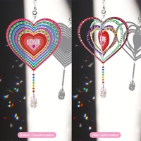 double sided diy 5d diamond painting rotatable wind chime hanging ornament hanging pendant party props kit for bedroom party