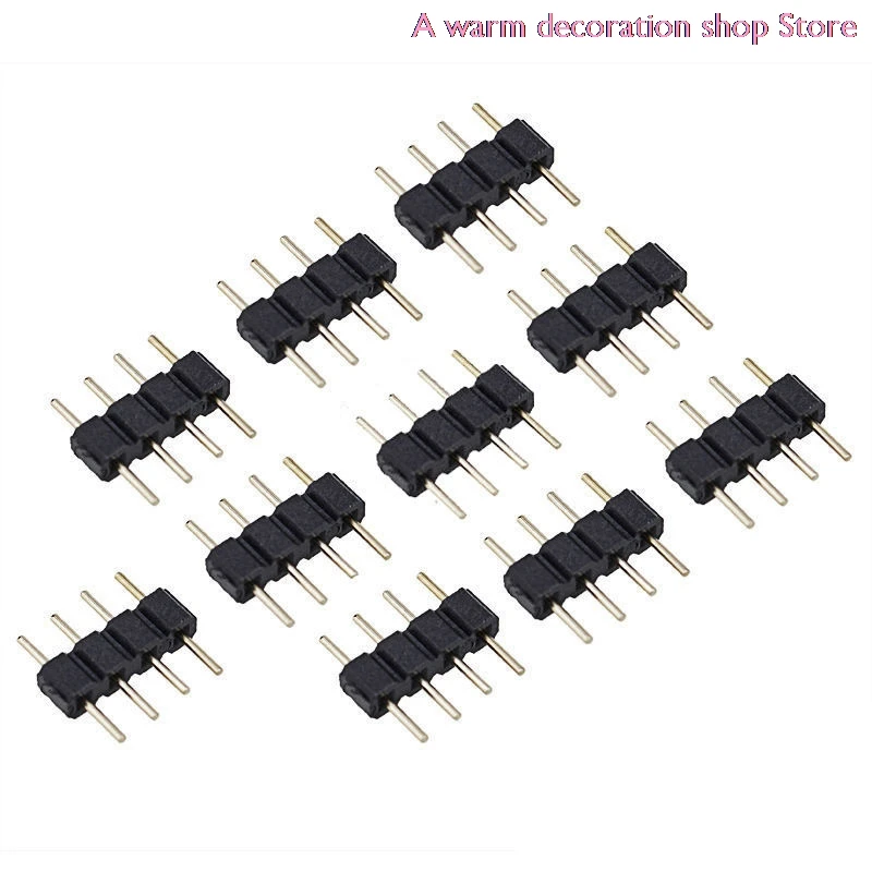 

10pcs/lot DIY LED 4pin RGB connector 4 pins needle male type double 4pin small part For LED SMD RGB 5050 3528 Strip