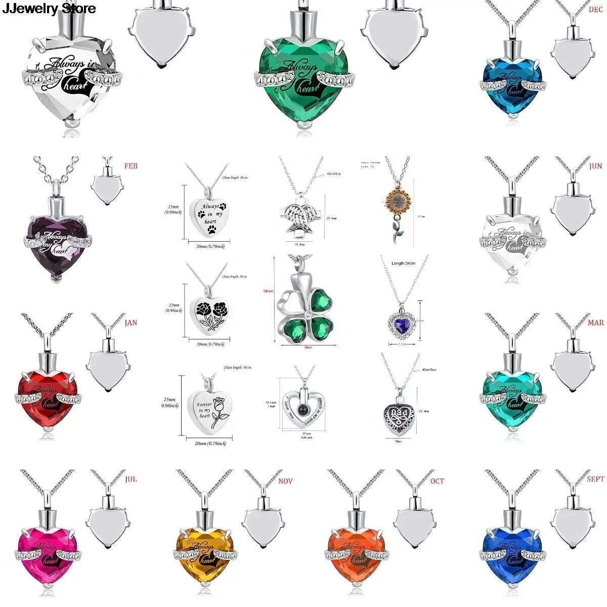 Always in my heart cremation memorial ashes urn birthstone necklace jewelry keepsake pendant | Украшения и аксессуары