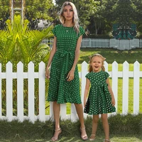 2022 valentines day mommy and me clothes mother daughter family matching outfits women girls green dot dress mom mama dresses