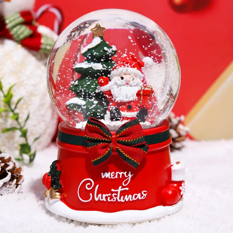 

Санта-Клаус, хрустальный шар, музыкальная шкатулка, украшение, музыкальная шкатулка, автоматически вращающийся снег, подарки для детей, дру...