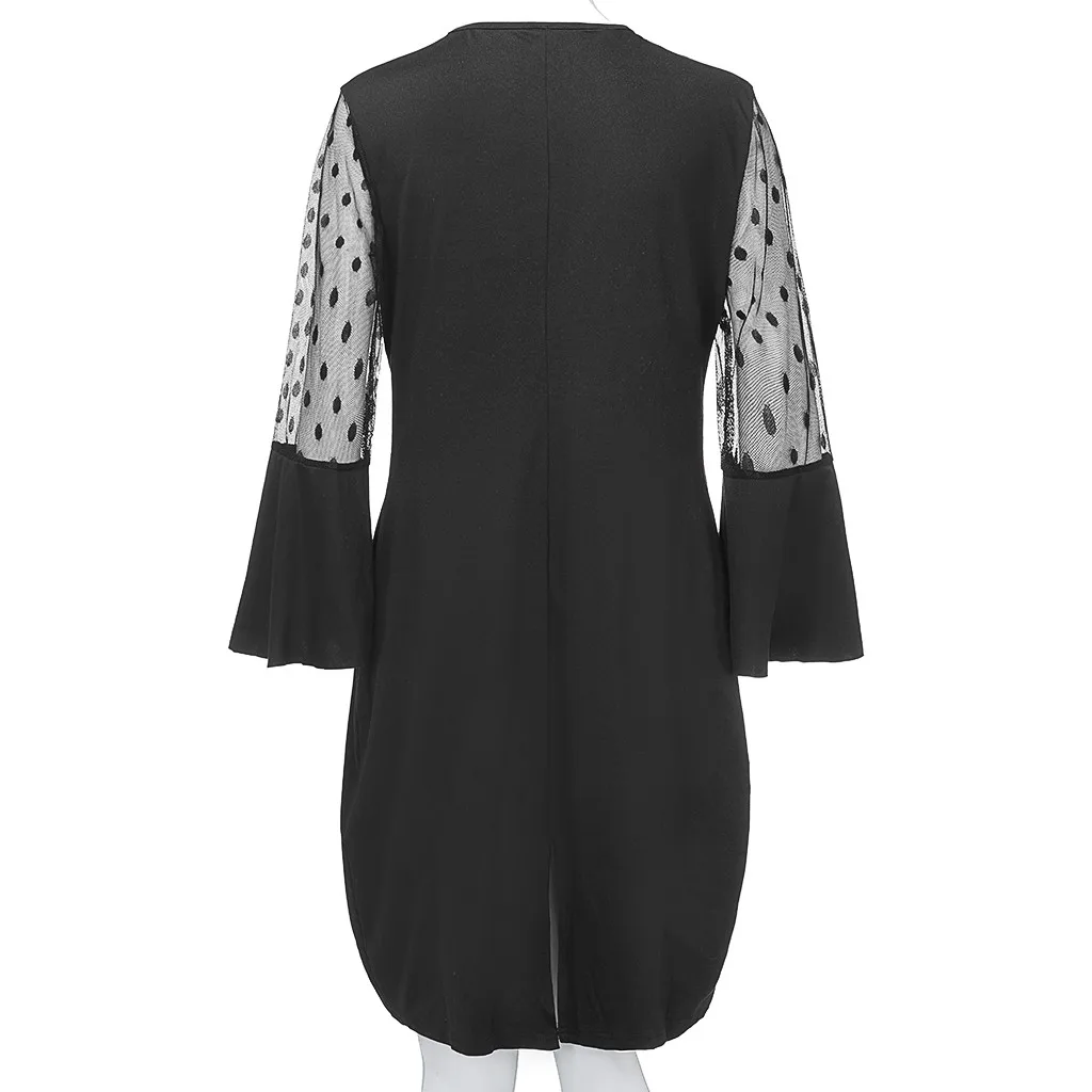 Женское платье с круглым вырезом Расклешенным рукавом|Женские платья| |