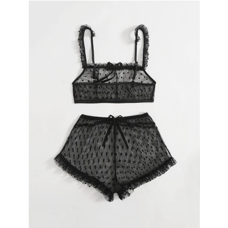 Для женщин сексуальное женское белье в горошек с принтом и кружевами размерами