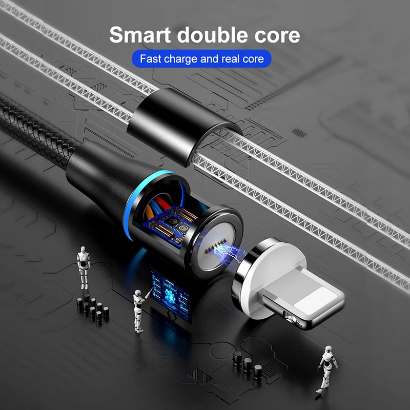 Магнитный USB кабель 3 А для быстрой зарядки Micro Type C поддержка передачи данных Kable