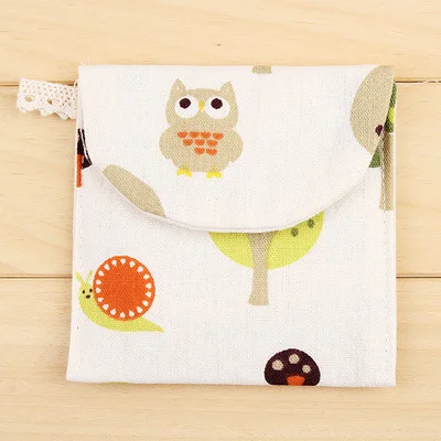 owl Подгузник для девочек, гигиеническая салфетка, сумка для хранения, холст, гигиенические прокладки, посылка, сумки, портмоне, органайзер для ювелирных изделий, сумка для кредитных карт, чехол - Цвет: owl