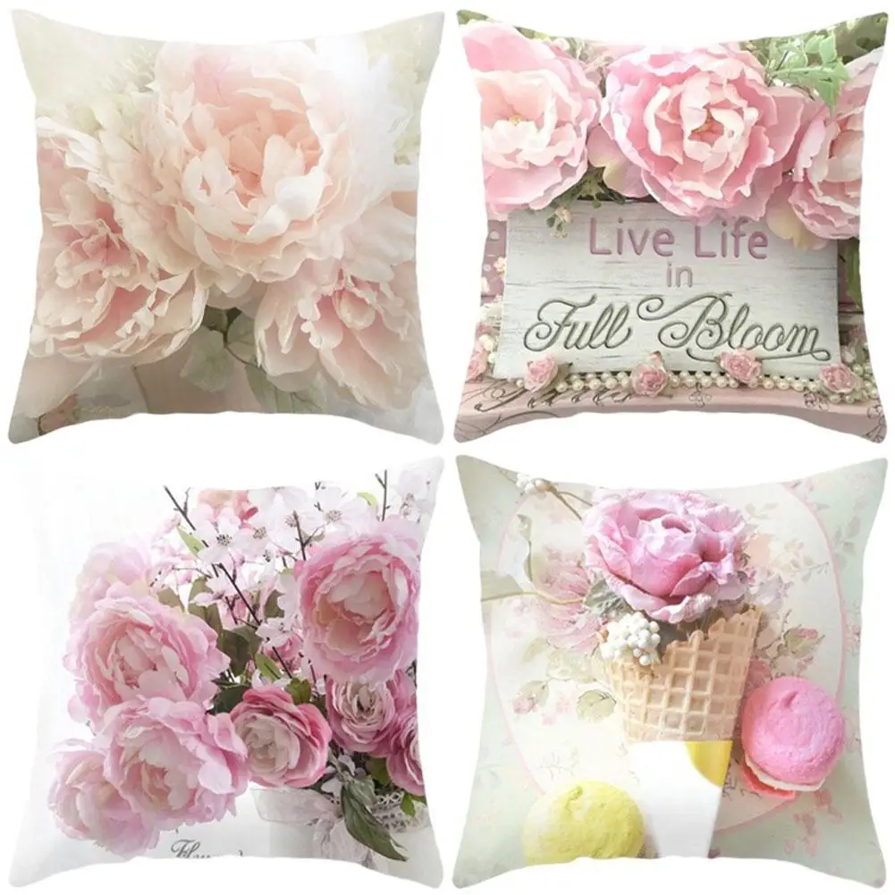 

45*45cm American Rose Hug Pillowcase Peach Skin Sofa Bedside Cushion pillowcase Seat Decorative Pillow Case