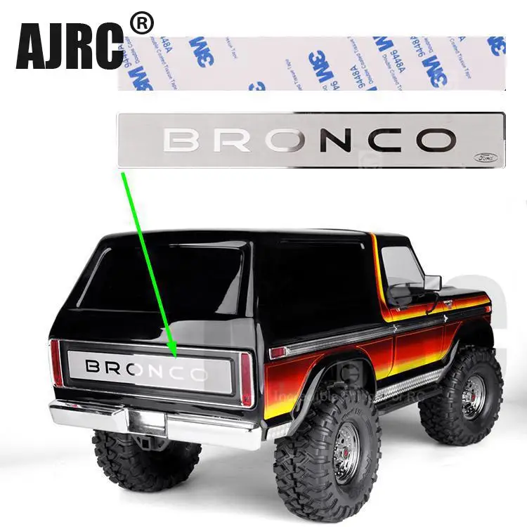 Задний логотип из нержавеющей стали для 1/10 Rc гусеничного автомобиля Traxxas Bronco Ranger