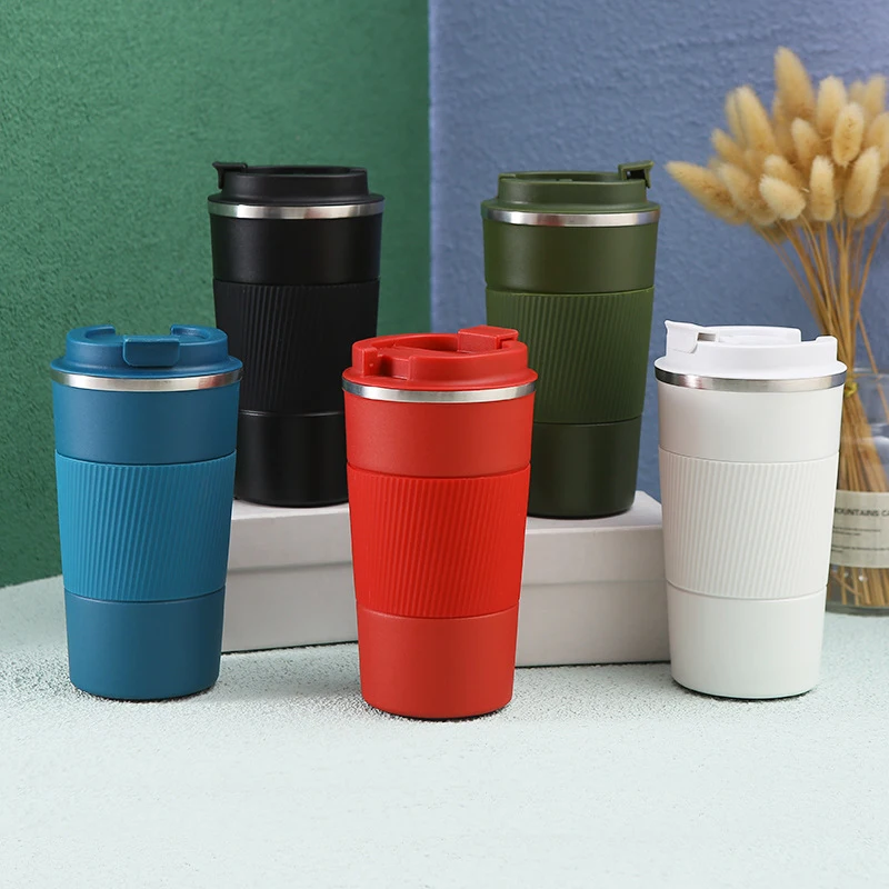 

Stainless Steel Coffee Cup Non-slip Anti-scalding with Silicone Lid Business Sleeves Drinking Tumblers Milk Tea Vehicle Portable