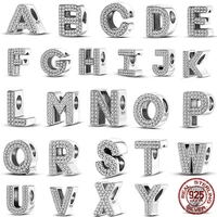 100 real 925 sterling silver letter alphabet a z charm name bead fit original bracelet pendant jewelry cmc030