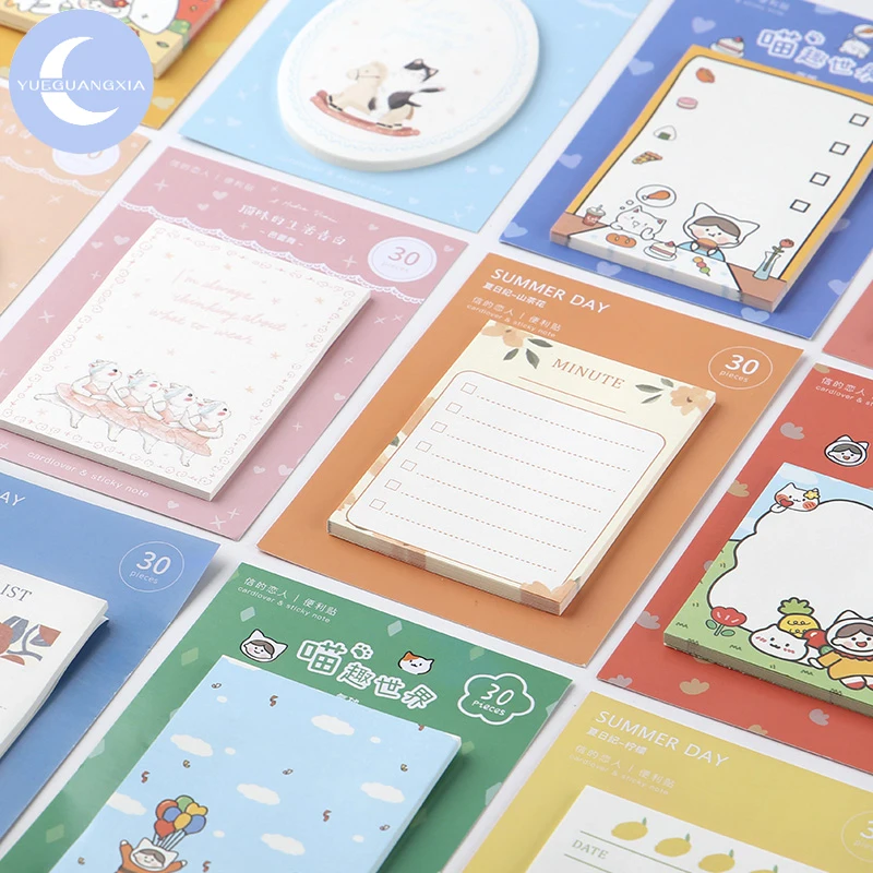 

YueGuangXia Funny Cardlover Cat Check List Notes Stationery Self-Adhesive Pepalaria Office School Supplies 30pcs 12 Design