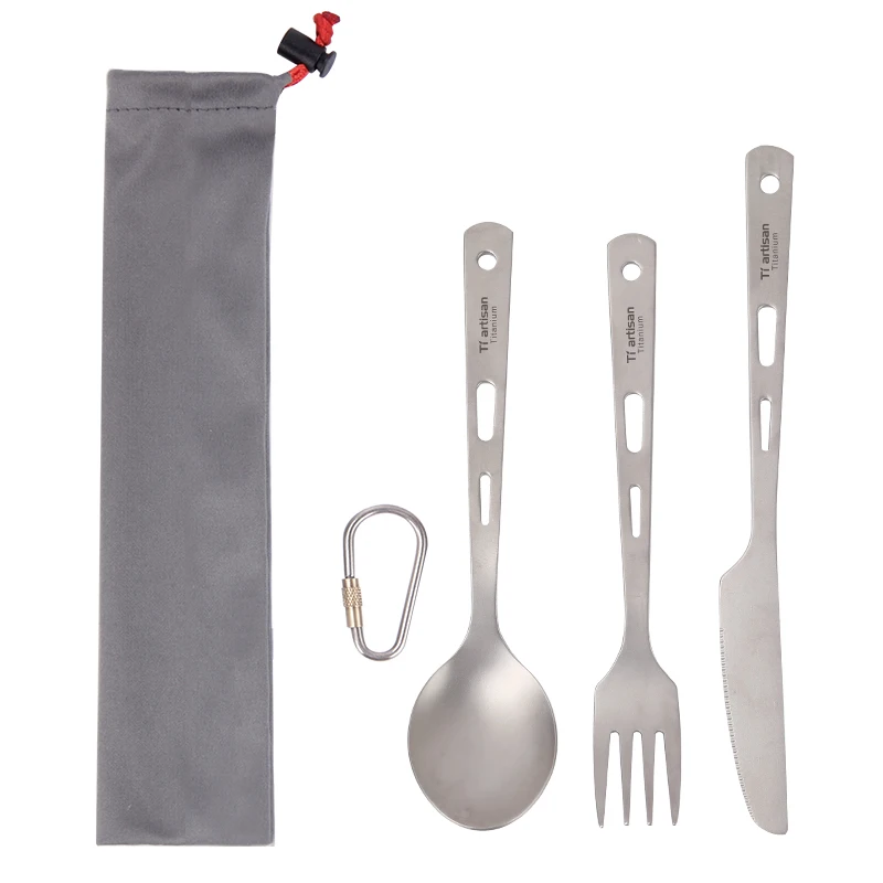 Набор столовых приборов из титана сверхпрочные ультралегкие 3/6/8 шт. нож вилка