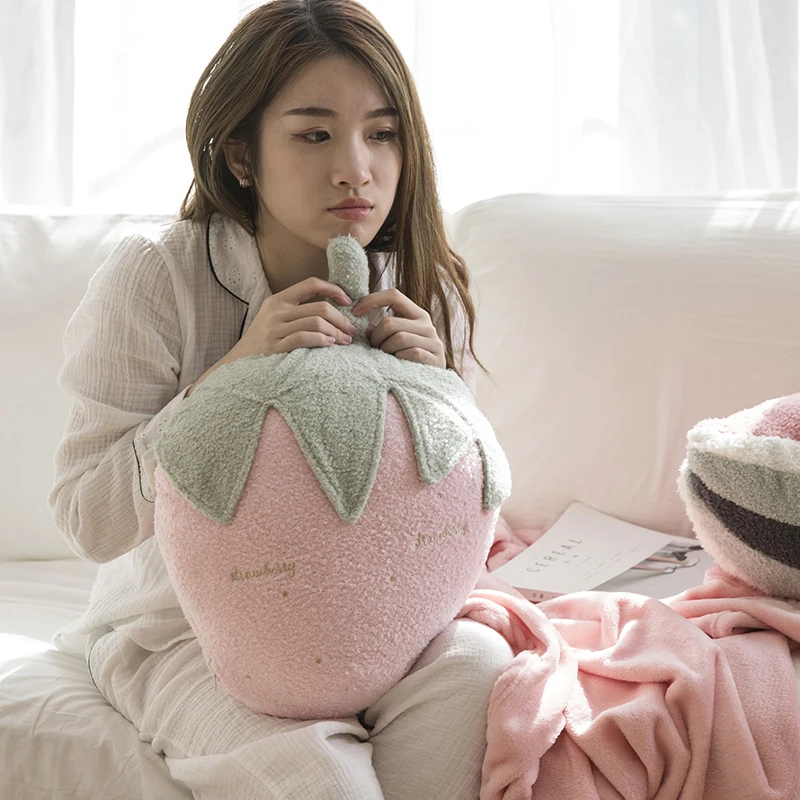 

Cute pillow blanket fruit home decoration bedding coral velvet velvet office cushion birthday gift cute pillow blanket