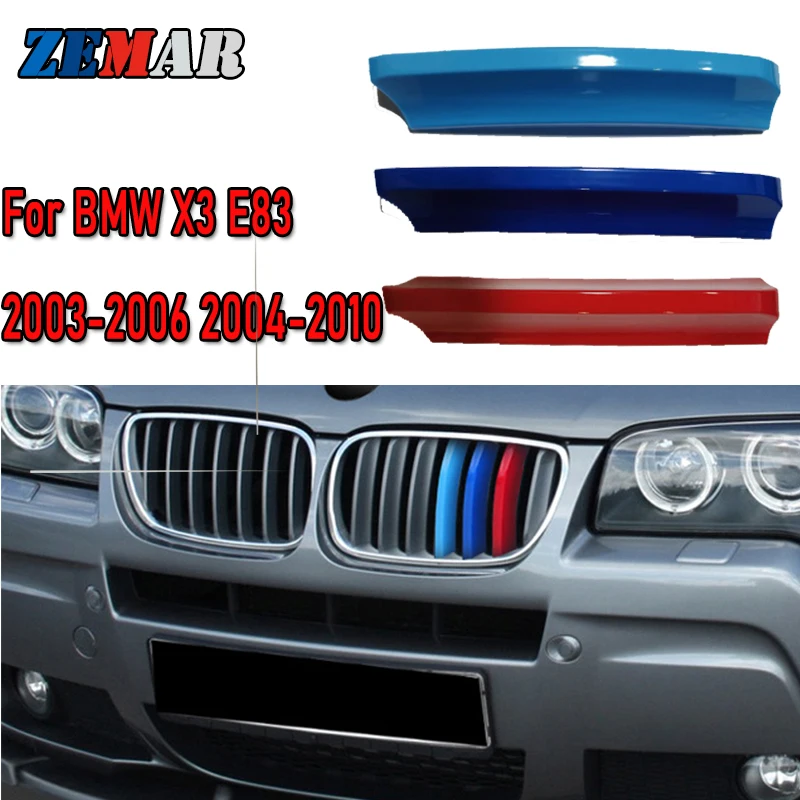 ZEMAR 3 шт. ABS для 2003 2004 2005 2006-2007 BMW X3 E83 Автомобильная решетка радиатора зажим отделки M