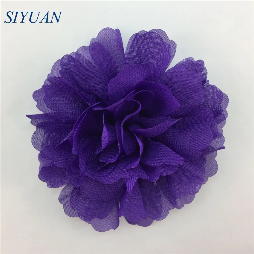 purple 10 шт./лот 10 см волнистые одежда из шифона с цветами; с заколка для волос для девочек большой повязка с цветами аксессуары 30 Цвета TH245 - Цвет: purple