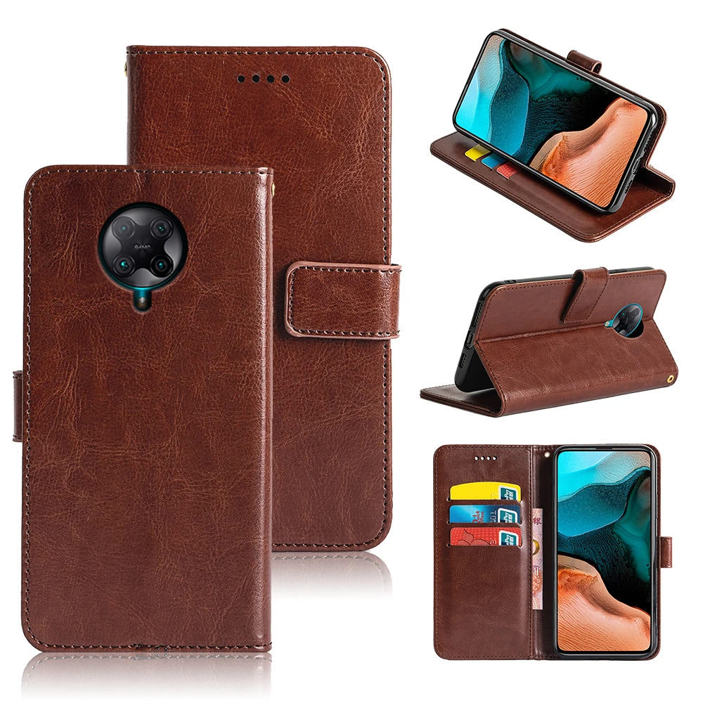 

ROEMI For Xiaomi Redmi K30 PRO Genuine Quality Three Colors Holster Flip Crazy-Horse PU Leather Cover Flip PU Case