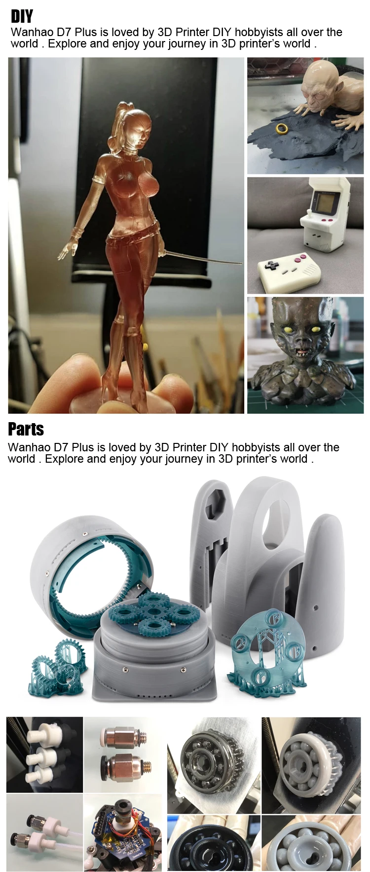 WANHAO Дубликатор 7 Plus 3d принтер для DLP 3d принтер DUP(прямая УФ печать) 250 мл УФ смола и FEP пленка бесплатно