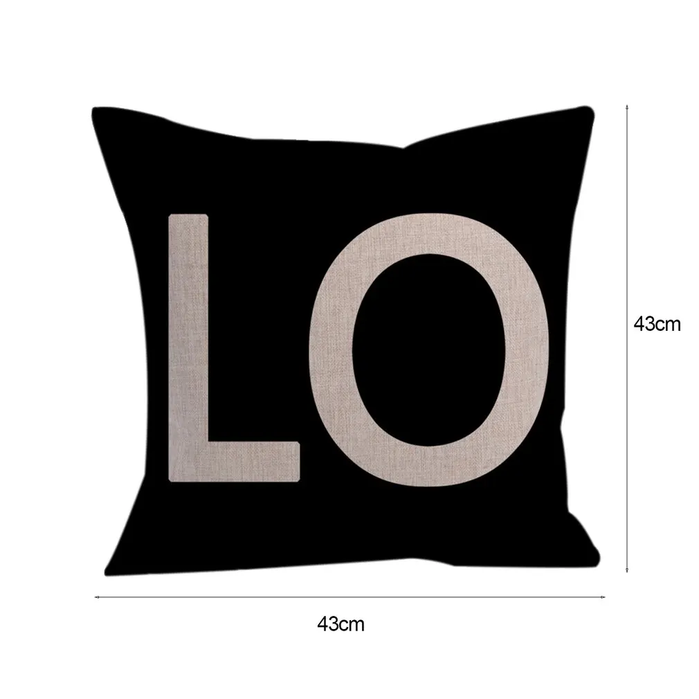 

1Pcs Love Letters Cotton Linen Throw Pillow Cushion Comfortable Sofa Pillow Car Home Decoration 43x43cm