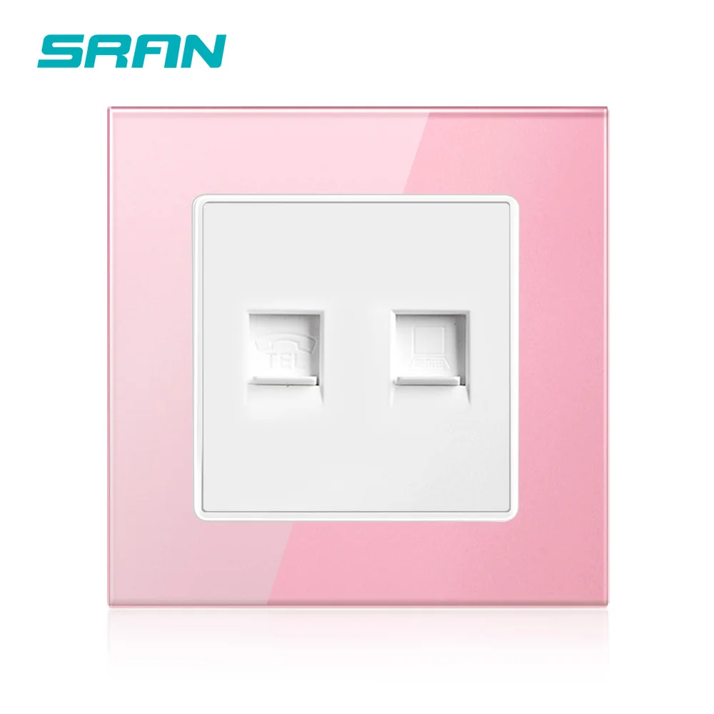 Настенная розетка SRAN для телефона и Интернета CAT5 Data RJ45 с RJ11 86 мм * панель из