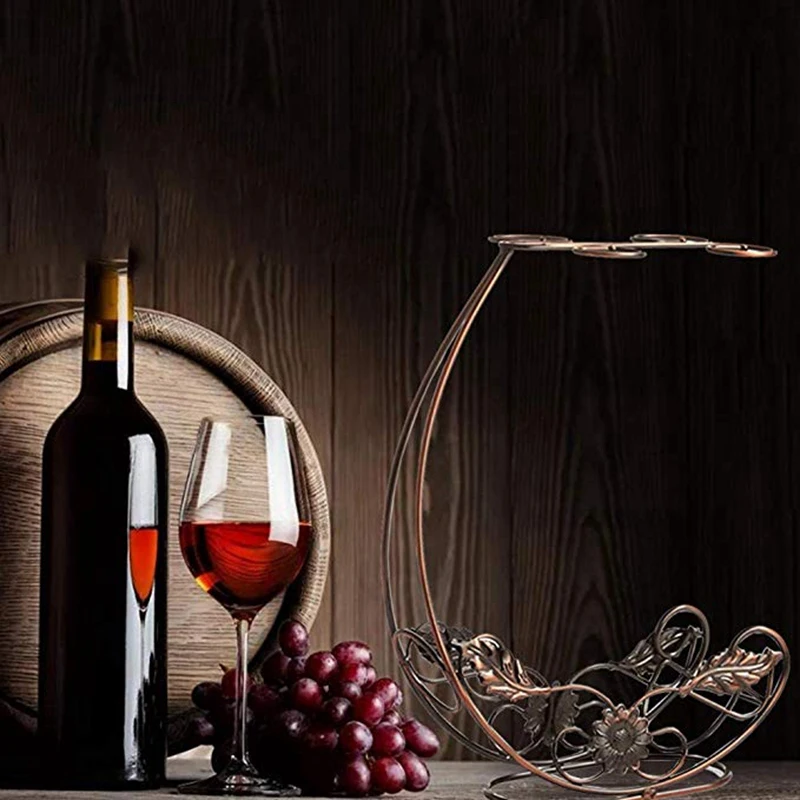 

Tabletop Wine Rack Stemware Holder Holds 1 Bottle and 4 Glasses Freestanding Countertop Wine Glass Display Rack