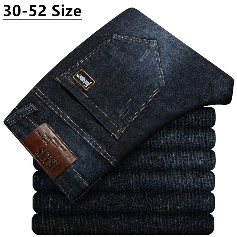 

Мужские весенние джинсы размера плюс 48 50 52 мужские свободные прямые джинсы, классика, Бизнес класс, джинсовые брюки стрейч джинсовые брюки м...