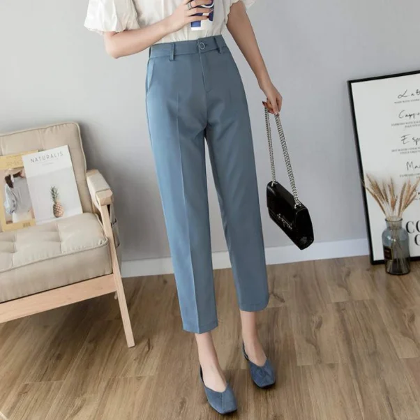 Осенние женские шаровары 2020 летние рабочие брюки длиной до щиколотки прямые с