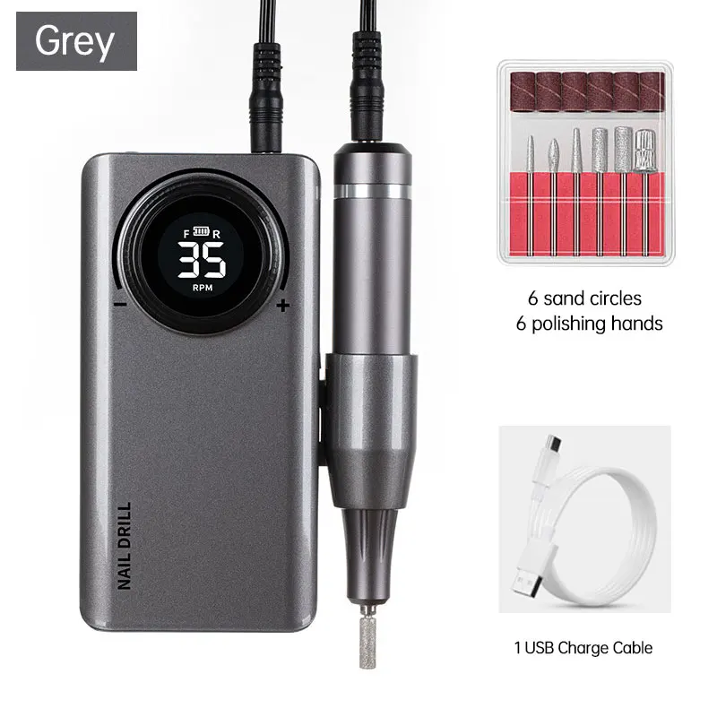 

35000RPM Rechargeable Portable Nail Drill Machine Electric File Manicure Set Profession Tools for Art Salon
