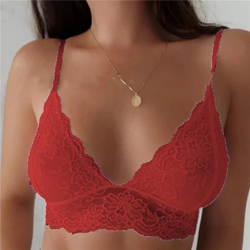 

Sexy Lace Floral Ladies Bra Fashion Push Up Non Adjustable Straps Solid Color Brassiere Women Daily Underwear