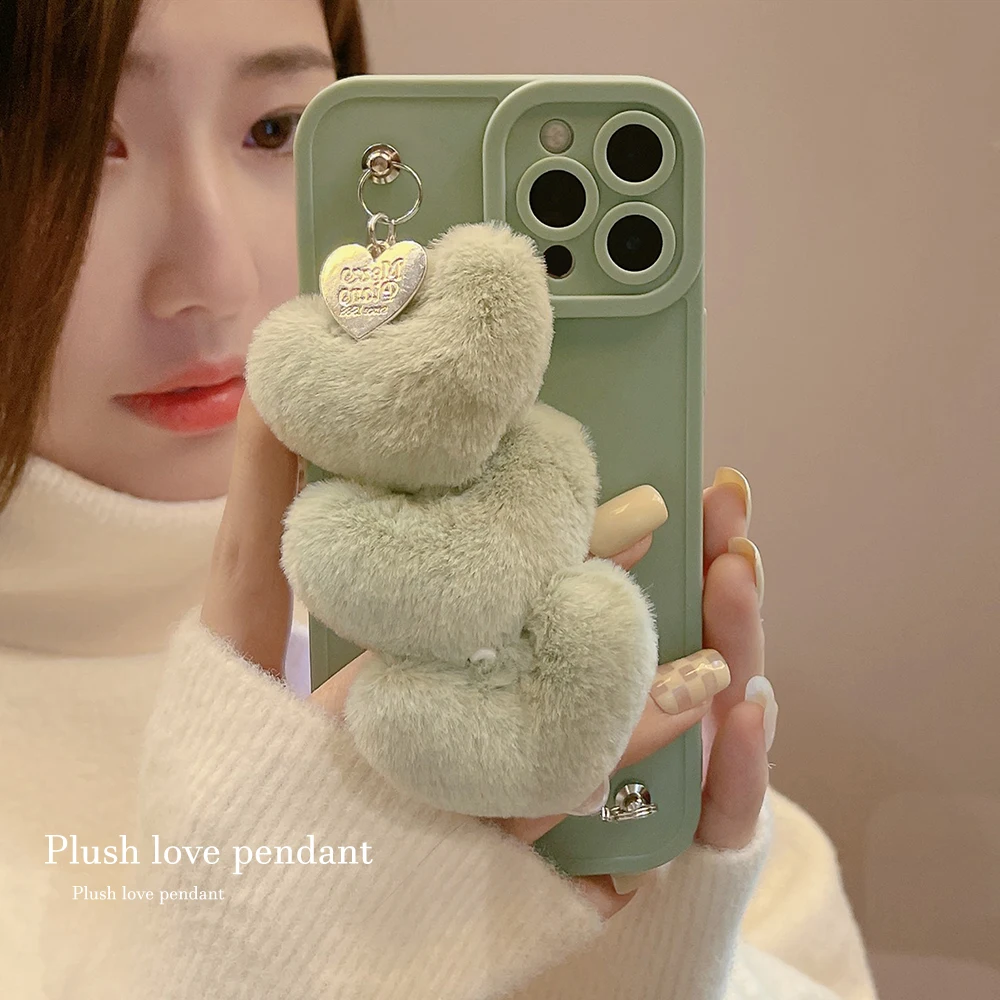 

Plush Heart Chain Case For iPhone 13 13mini 13Pro 13ProMax 12 12mini 12Pro 12ProMax 11 11Pro 11ProMax 7 8 8Plus X XSMAX XR