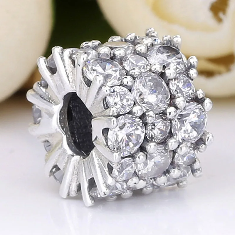 

New 925 Sterling Silver Charm Clear Sparkle Arm Candy With Crystal Christmas Bead Fit Original Bracelet Necklace DIY Jewelry