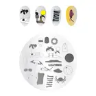 Круглые пластины для стемпинга ногтей, из нержавеющей стали, с изображением летних цветов, 1 шт.