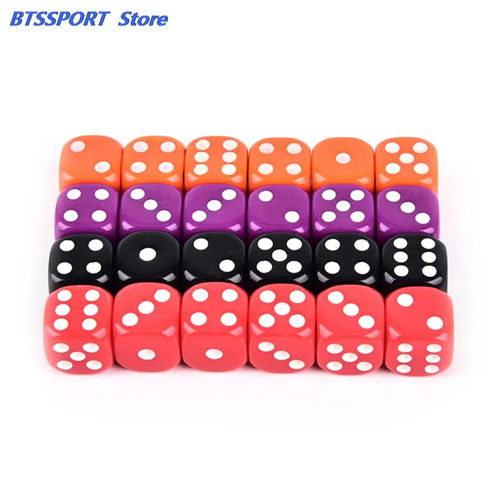 6Pcs Dices 16MM BoardGame Drinking Digital Dice Gumbling Game Rounded Corners Four-Color Transparent | Спорт и развлечения