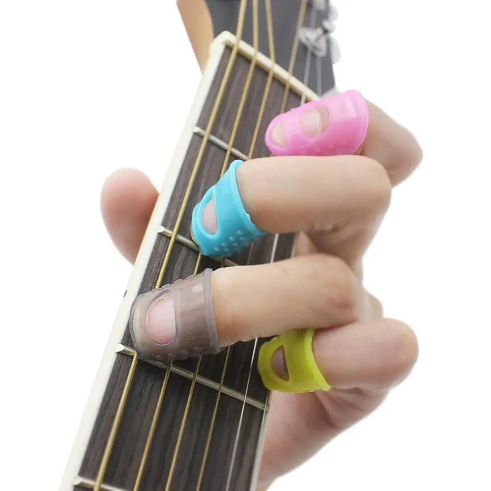4pcs/lot Silicone Guitar Pick Fingertip Cover  Pressed String Finger Protector for Guitar Ukulele Banjo Mandolin