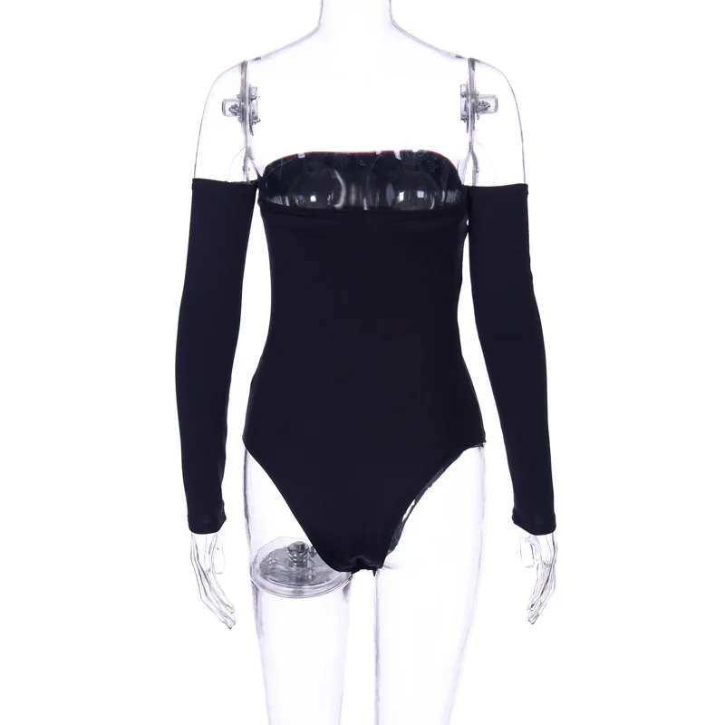 

BOOFEENAA Sexy Off The Shoulder Long Sleeve Bodysuit Women Clothes Streetwear Flame Print Black Bodysuits Body Mujer C70-H64