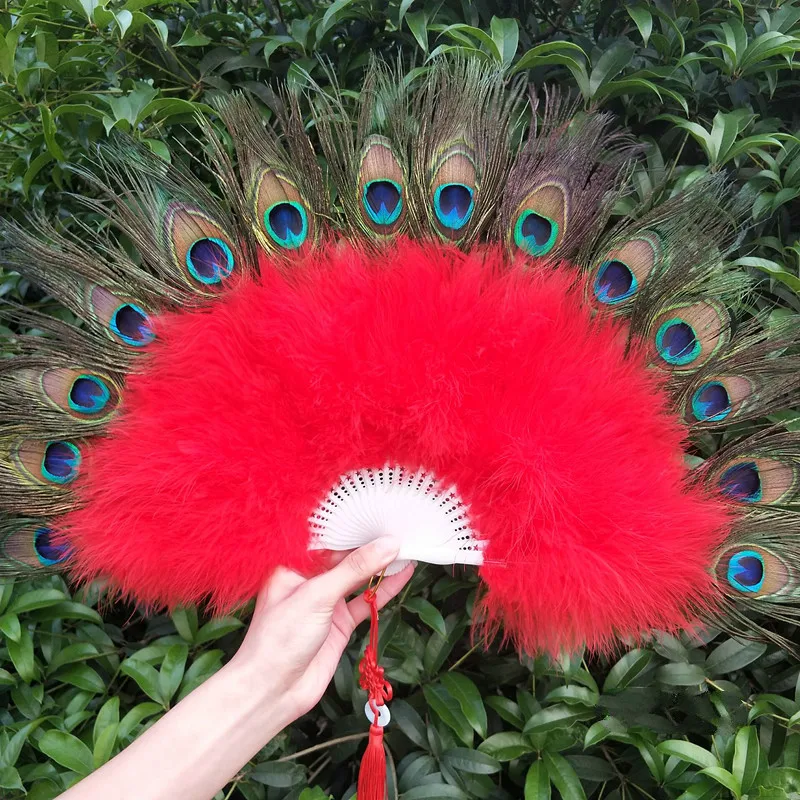 

Peacock Feather Folding Fan Foldable Hand Fan Palace Decorative Fans Wedding Party Belly Dance Props Abanico Home Decoration