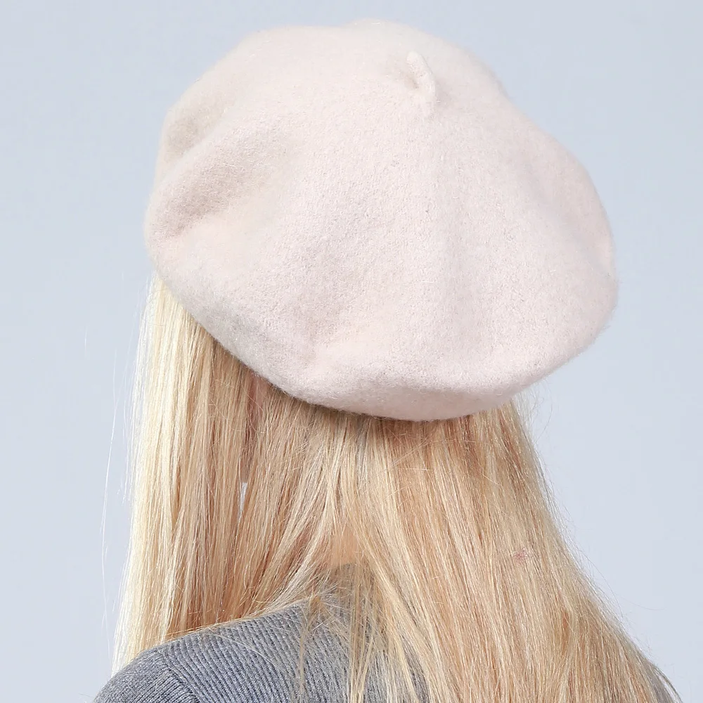 

Geebro Spring Women's Beret Hat Fashion Solid Color Warm Wool Berets For Female Lady French Artist Casual Beanie Beret Hats