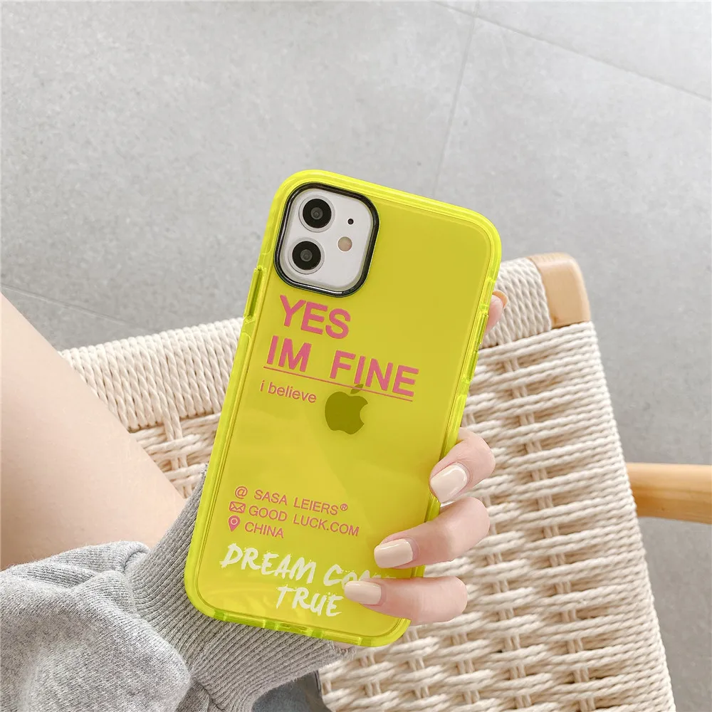 Флуоресцентный цветной чехол для телефона с надписью iPhone 11 Pro Max XR X XS 7 8 Plus